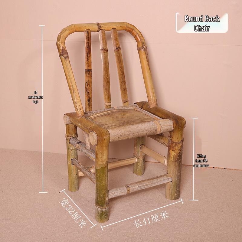 Retro Hand-Woven Bamboo and Rattan Chair for Home and Balcony