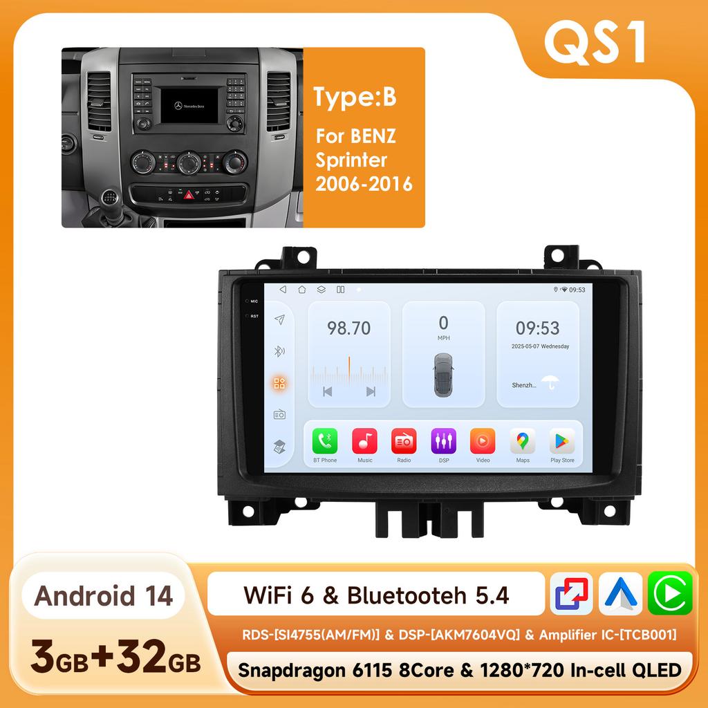 Hizpo Snapdragon 4G Carplay Android Car Radio for Volkswagen Crafter 2006 -2016 Benz Sprinter GPS Multimedia Player Intelligent Screen Stereo Audio