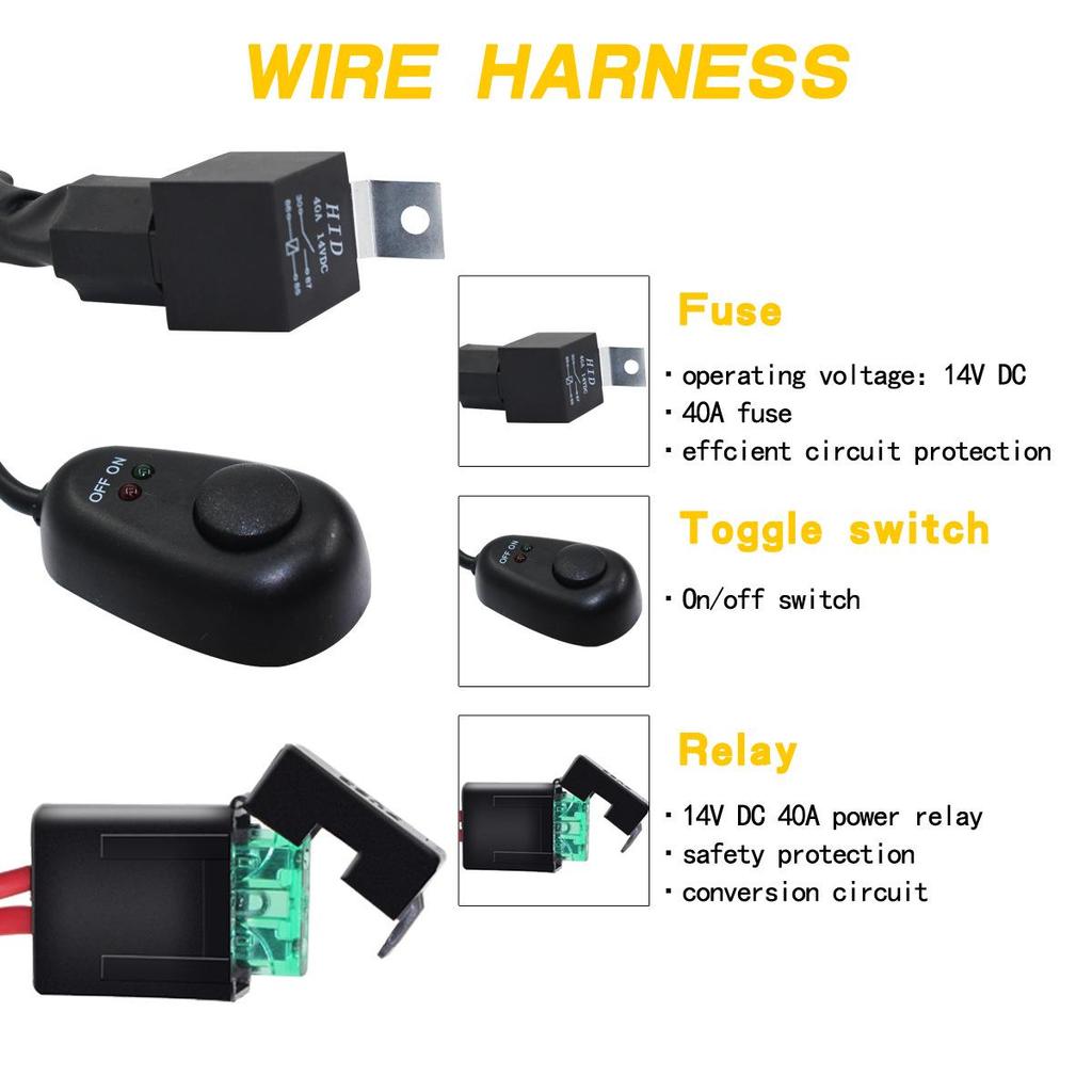 High-Power LED Spotlight Wiring Kit with Switch for Cross-Border Car Applications