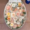 Flower Pattern Toilet Seat Cover Stickers, Bathroom and Toilet Decoration Stickers, Waterproof Toilet Stickers