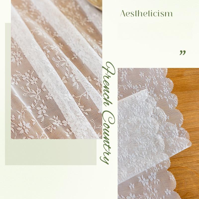 1pc Pastoral Style Tablecloth Embroidered White Lace Drape Table Cloth Rectangular Coffee Tablecloth Wedding Atmosphere Sense