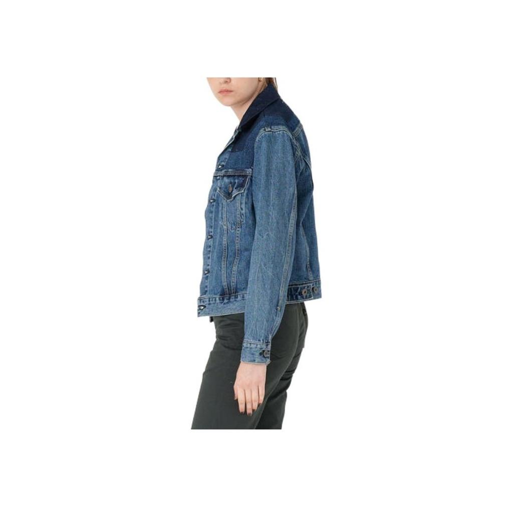 Levis FW22 Color Block Lapel Single-Breasted Casual Denim Jacket Women jackets Blue A0324-0005