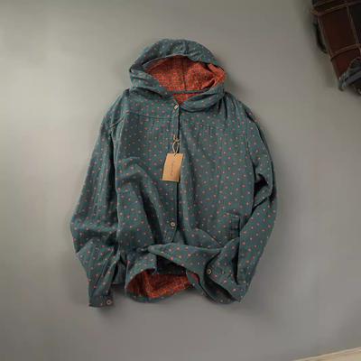 Baumwollgarn Lockere karierte Hemden mit Kapuze für Damen Herbst Frühling Lässige Blusen Damen Kapuzenpullover Klassische Oversized-Oberteile