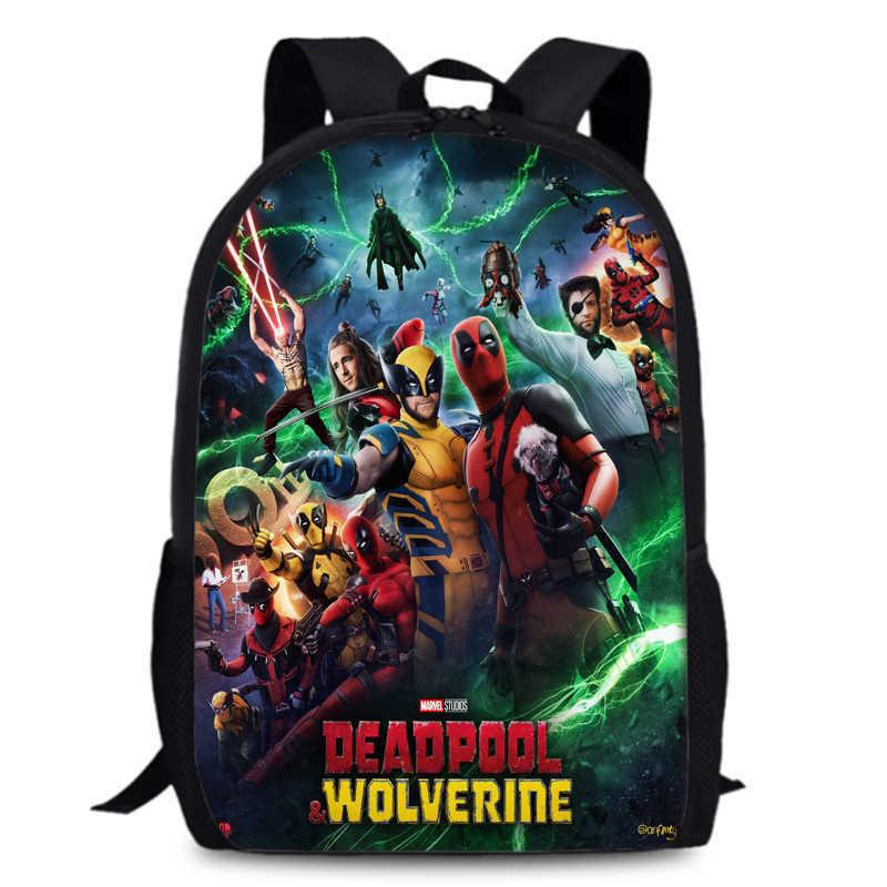 Deadpool Wolverine Backpack 15 Inch Anime Cartoon Lightweight Schoolbag