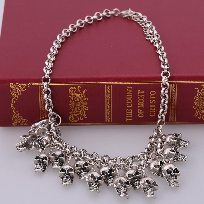 

Vintage Skull Pendant Necklace With Electroplated Alloy Chain For Women