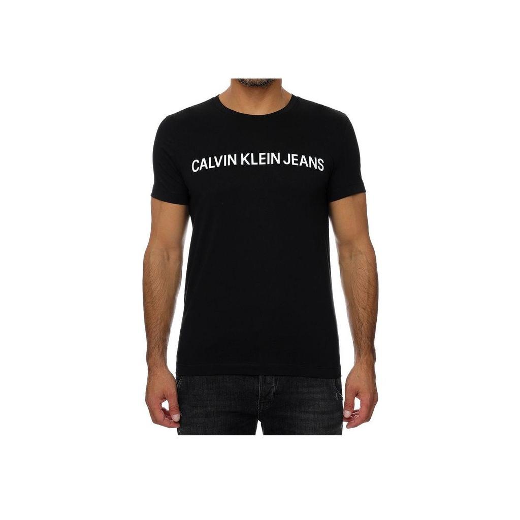 Calvin Klein Letter Print Crew Neck Casual Short Sleeve T-Shirt Men Tops Black J30J307855-099