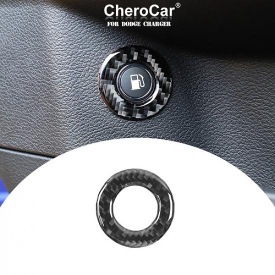 Fuel Gas Tank Switch Trim Cover Inner for Dodge Charger 2015+ Soft Carbon Fiber