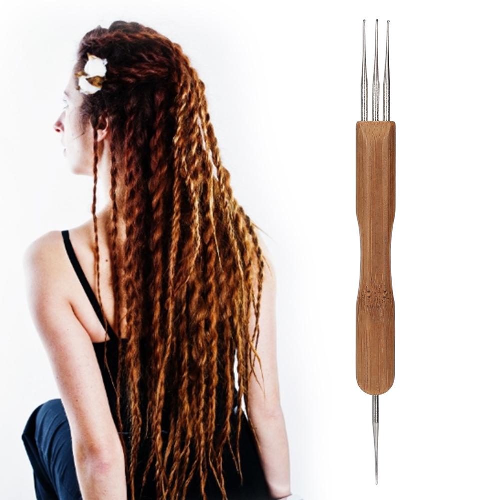 Dreadlock Crochet Hook Set Bamboo Handle DIY Braid Hair Weaving Wig Making Tool0.5 Single Head Plus Three Head