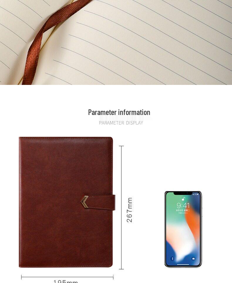 B5 Leather Business Notebook with Detachable Sleeve and Replaceable Core