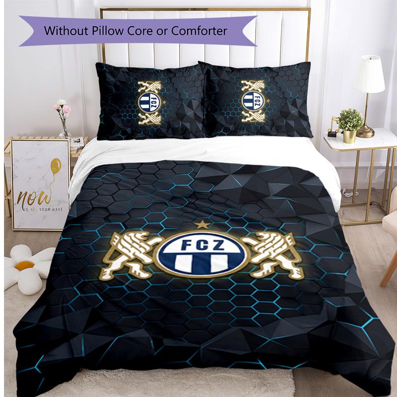 Set Lenzuola Stampato FC Zürich 3 Pezzi Copripiumino Traspirante con Federe Biancheria da Letto Decorativa per Camera da Letto Casa