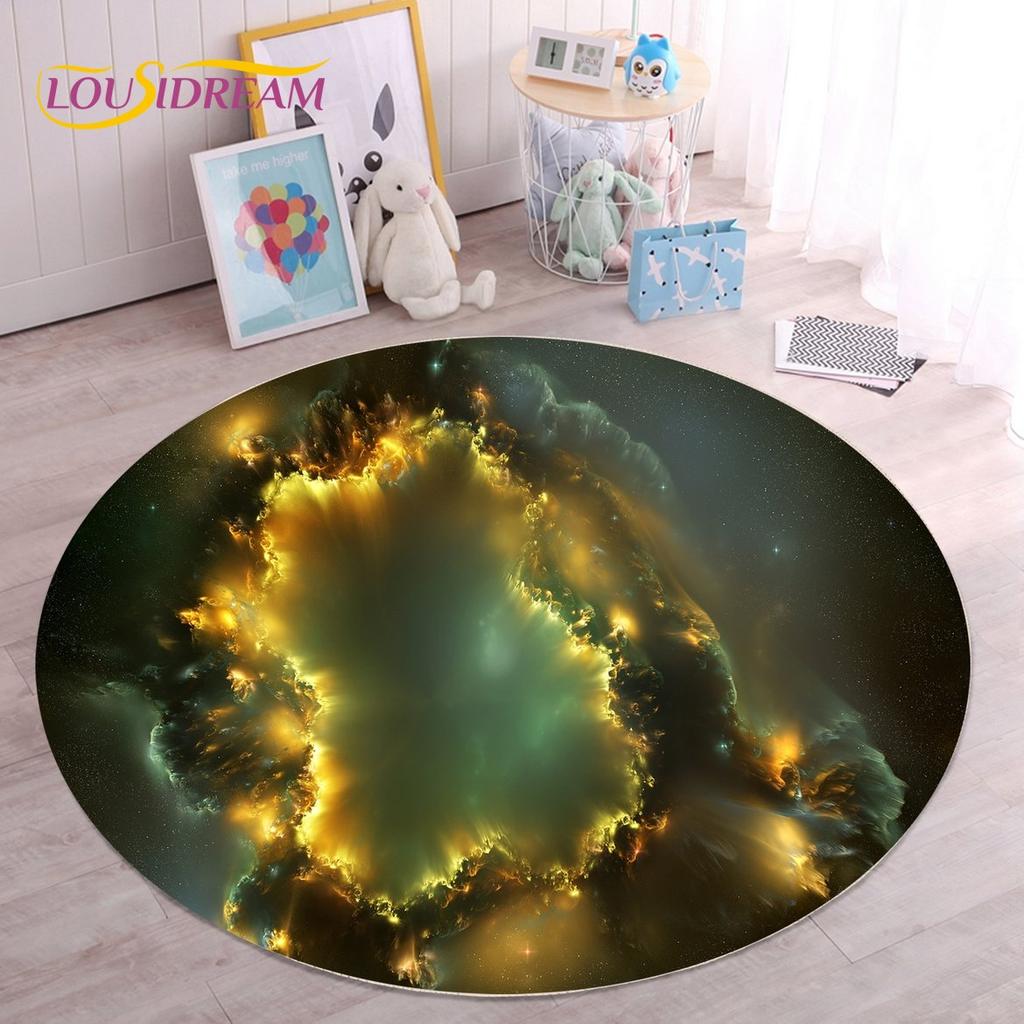 HD Galaxy Universe Space Stars Runder Teppich, Teppich für Wohnzimmer, Kinderzimmer, Sofa, Spielzimmer, Dekoration, rutschfeste Bodenmatte