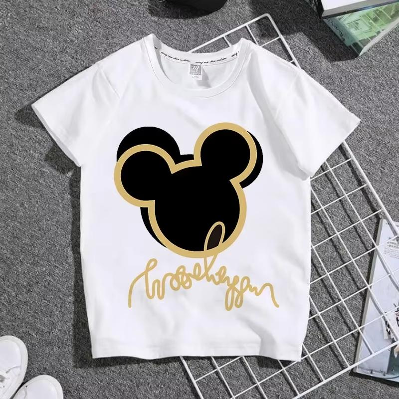 Cartoon Cute Mickey Summer Childrens Cotton Tshirt Y2K Harajuku Casual Tshirt Top Street Fashion Unisex Women Clothing