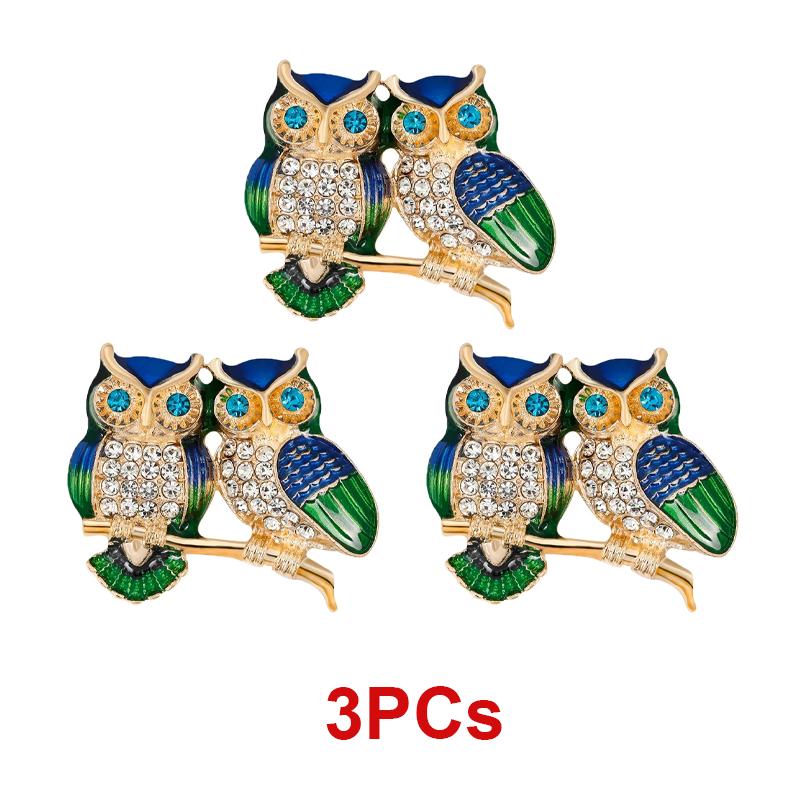 Spille Trendy Doppio Gufo Spilla Strass Spilla Pin Uccello Animale Festa Casual Abito Decorazione Spilla Per Donne Corsage Regali
