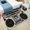 A Vintage Boombox Patterned Area Rug,Featuring a Non-Slip Mat,Suitable for Living Rooms,Dining Rooms,Bathrooms,Bedrooms,And Music Rooms. Thi