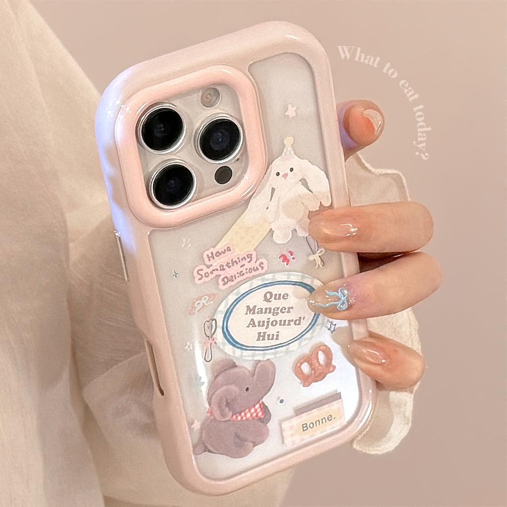 Cute Little Rabbit Elephant Suitable for IPhone16ProMax Apple 13 Mobile Phone Case 15 Transparent Anti Fall 12 Acrylic 11