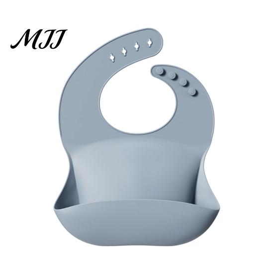 Waterproof Feeding Bibs Silicone Baby Bib, Soft Adjustable Durable Stain Resistant Large Pocket Food Catch Bib for Babies And Toddlers Easy
