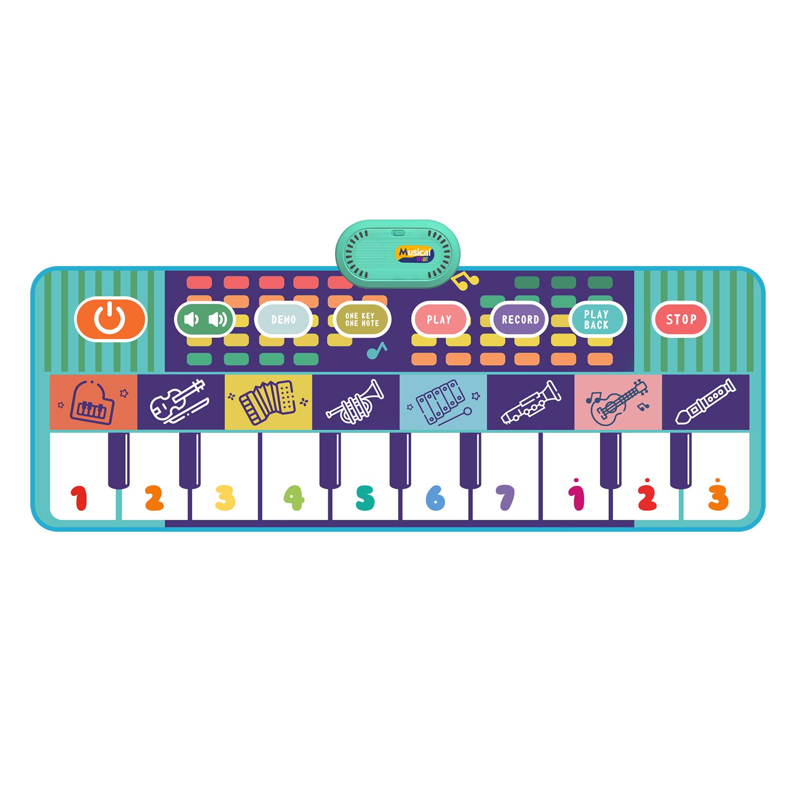 

100x36см Музыкальный коврик-пианино Напольная клавиатура Музыкальный ковер Коврик для малышей с 8 звуками инструментов Детский коврик Развивающие игрушки для детей