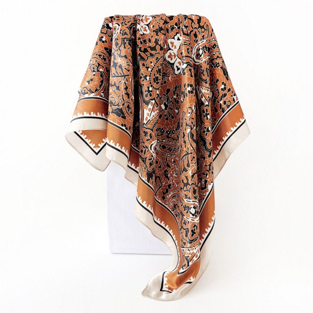 Cashew Flower Pattern Women's Headscarf Silky Smooth Middle East Shawl Arabic Square Scarf  Outdoor