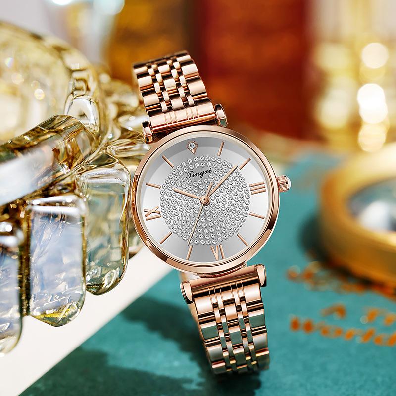 

Fashionable Ladies Starry Sky Dial Wristwatch Diamondstudded Water Resistant StyleA