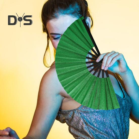 Glitzernder Kung-Fu-Faltfächer, Tanzperformance, Handventilator, tragbar, leicht, Sommer-Kühlventilator, Dekoration, Party-Zubehör