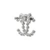 Chanel 23K Inlaid Double C Decoration Crystal Brooch Men's and Women's Couple Style Silver