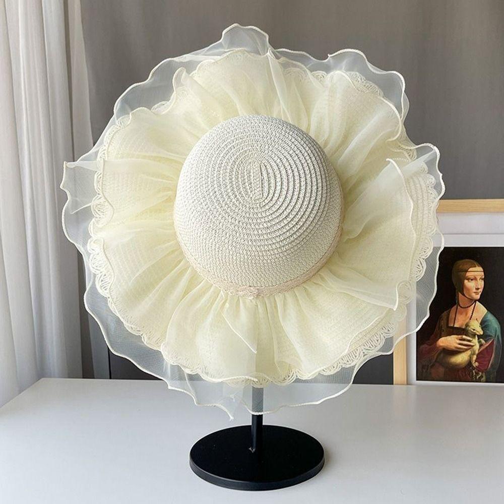 Folding Beach Hat Wide Brim Straw Hat Fashion Sun Hat  Girl