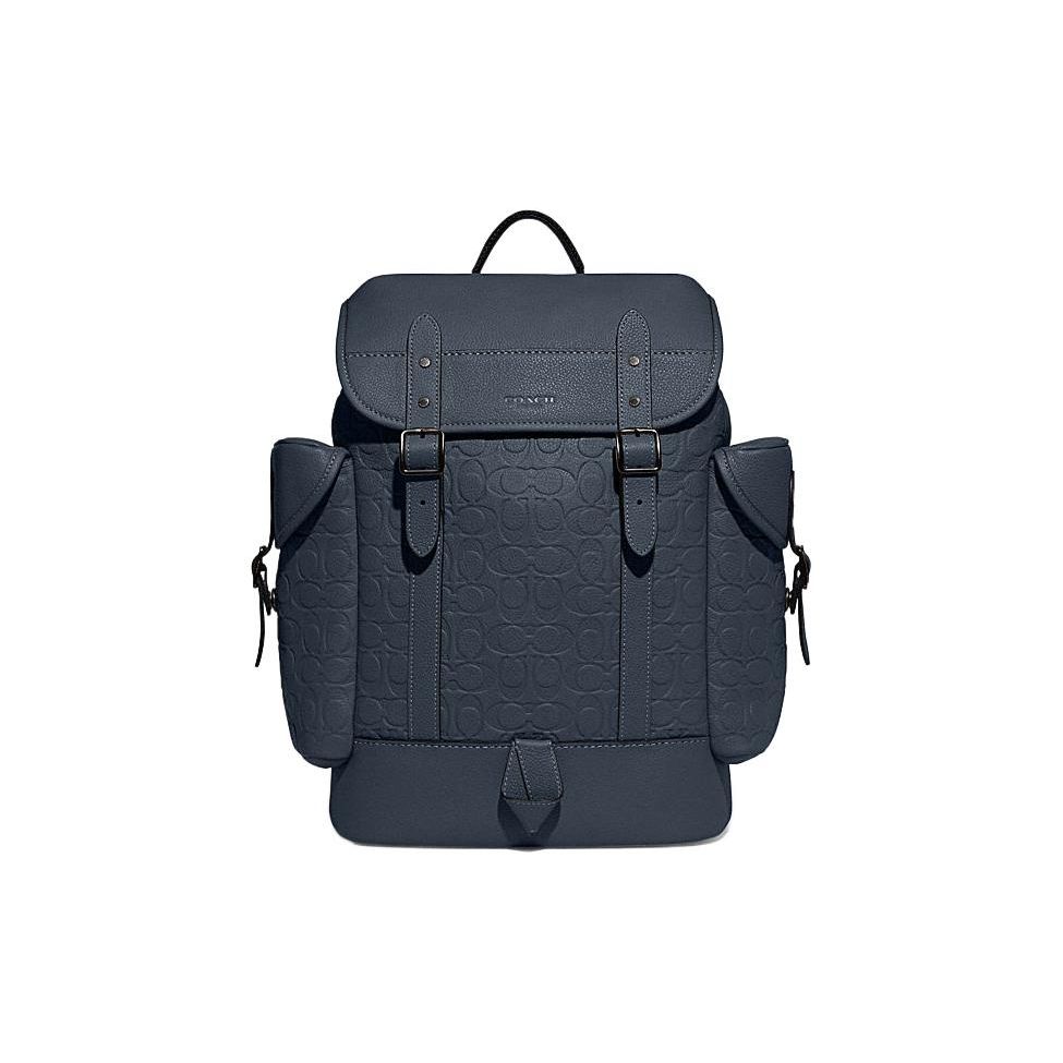 Coach Women's Hitch 31 Drawstring And Buckle Closure Logo Embossed Leather Backpack Backpack Denim Ch767-Den