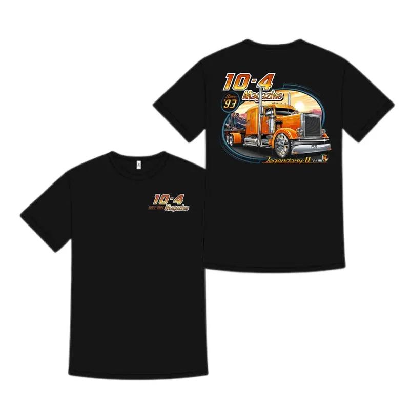 10-4 Magazine Truck Shirt, Legendary II Big Rig Graphic Tee, Orange Semi Truck A XL
