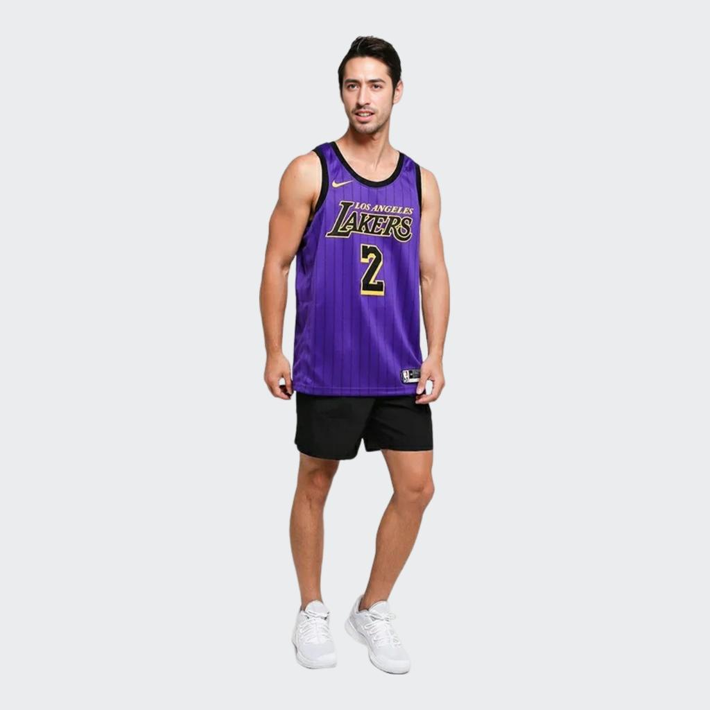 Nike Los Angeles Lakers City Edition Jersey No. 2 Lonzo Ball NBA Sports Basketball Men Tops Purple AJ4618-504
