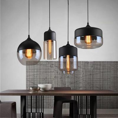 Industrial Retro Black Glass Chandelier: Creative Single-Head Light for Bar and Restaurant
