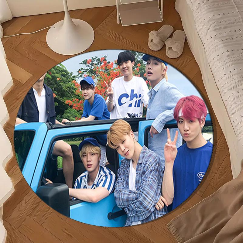 Kpop Group Portrait Round Rug for Livingroom,Bedroom, Palyroom, Chair Rug, Area Rug, Circle Carpet, Large Size Fan Christmas Gift