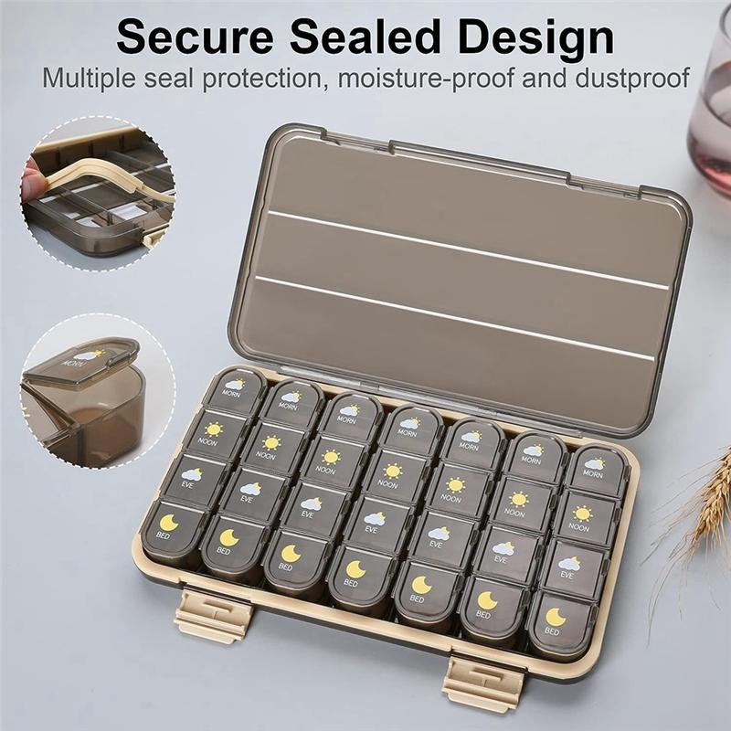 Pill Organizer 4 Times A Day Weekly Medicine Box Organizer With Separate Case Blue