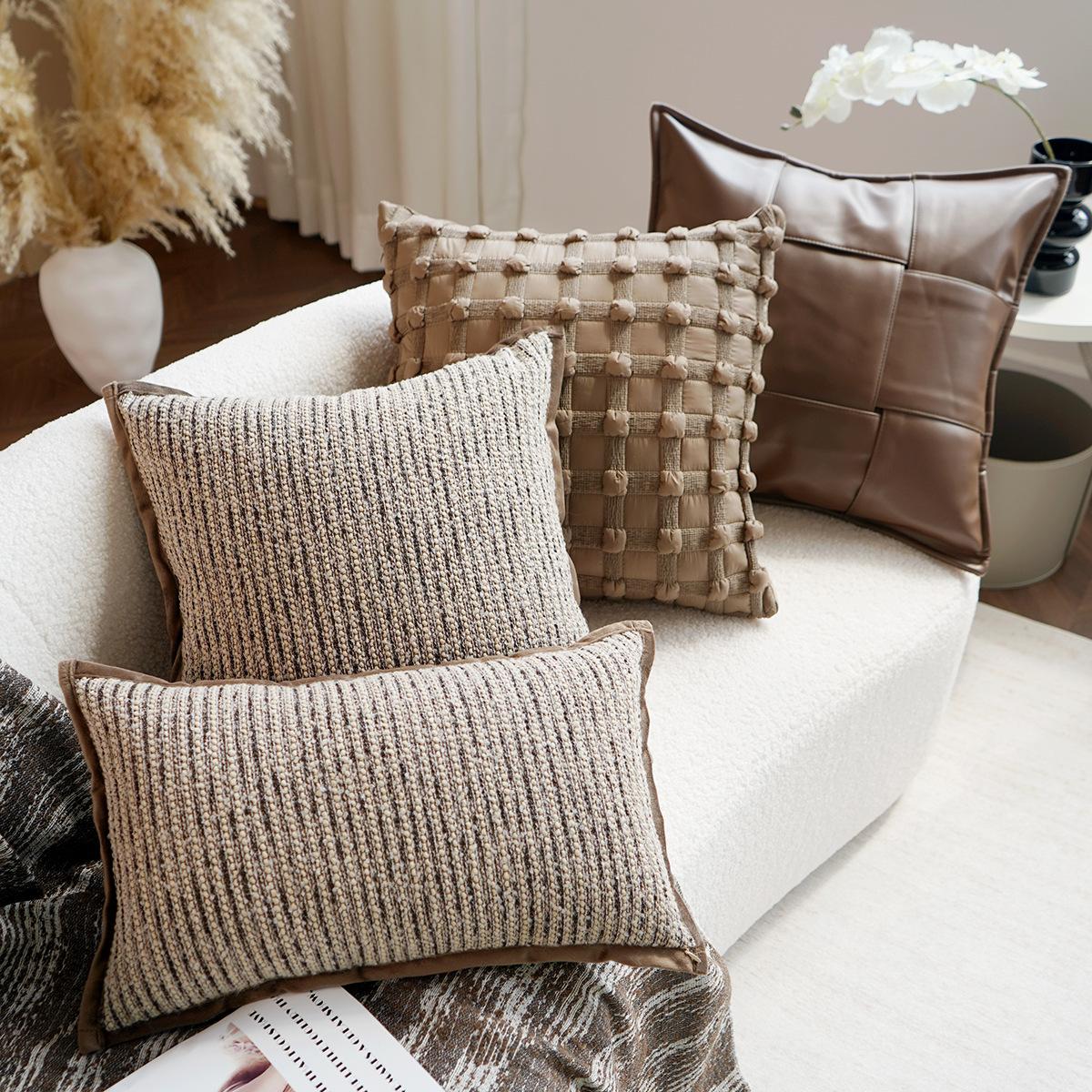 Jmg Clothing Unisex High-End Luxury Cushion Cover Striped Pu Sofa Throw Pillow Cover Backrest Bedside Cushion Lumbar Support Throw Pillowcover 2026