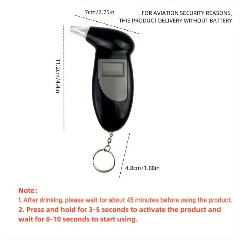 Portable Digital Breathalyzer With 5 Mouthpieces Black