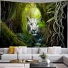 Tapiserie cu animale Tapiserie agățată de perete pentru dormitor, leu, tigru, girafă, vulpe, tapiserie, decor pentru sufragerie, decor estetic, artă hippie