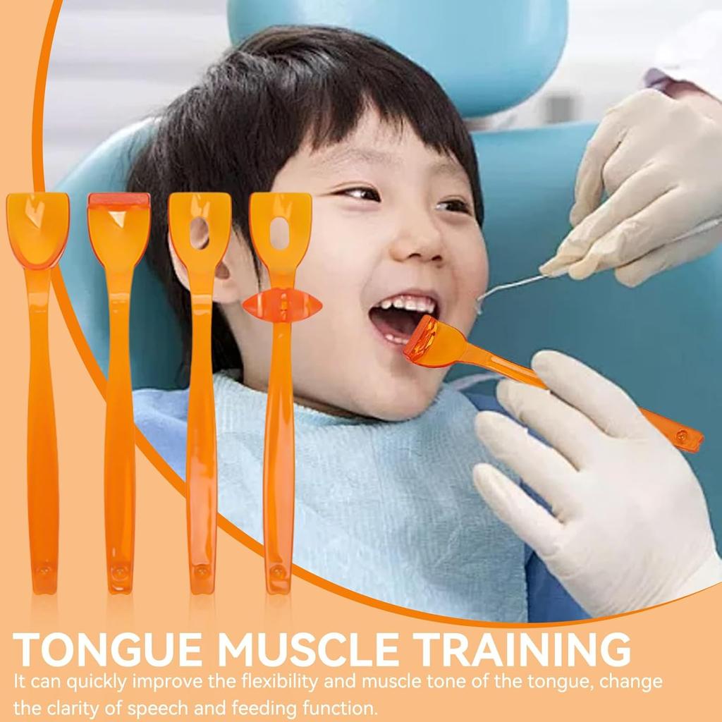 4 Tongue Trainer,Plastic Tongue Tip Exerciser Portable Oral Lip Exerciser Plastic Sensory Recovery Tool Suitable for Dysarthria(Orange)