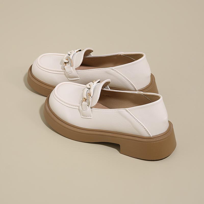 White small leather shoes women's new spring and autumn versatile J college style with skirt versatile thick sole