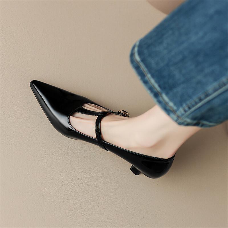 Fashion 2024 Spring Summer Patent Leather Women Shoes Pointed Toe Shallow Women Pumps Mary Jane Shoes for Women High Heels Large Size