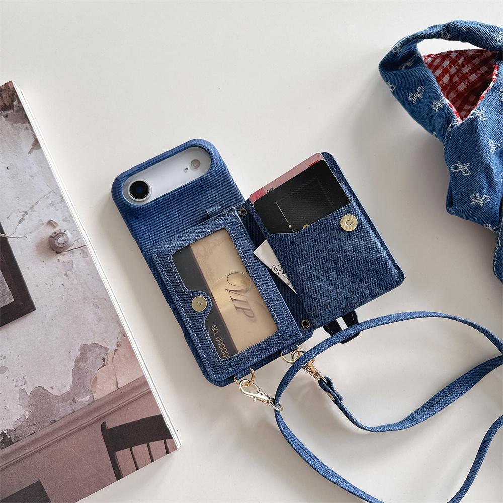 Crossbody Wrist strap Cowboy Leather Wallet Card Slot Phone Case17 Air 16 15 14 Plus 13 12 Pro Max 11 Lanyard Protective Cover