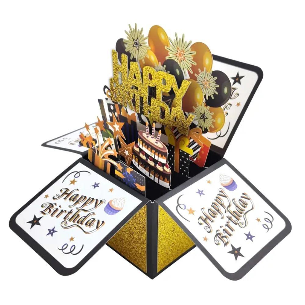 Handmade Happy Birthday Card Paper Birthday Gift Card 3D Pop Up Birthday Greeting Card Business