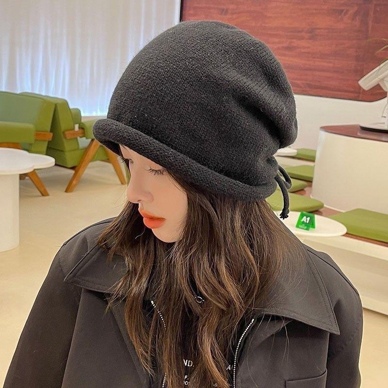 Fisherman knitted hat children autumn and winter plush retro wool hat warm ear protection big head circumference cold hat men's headgear hat