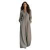 Womens V-Neck Long Sleeve Linen Jumpsuit Loose Wide Leg Casual Overall 2026 Fall Collection