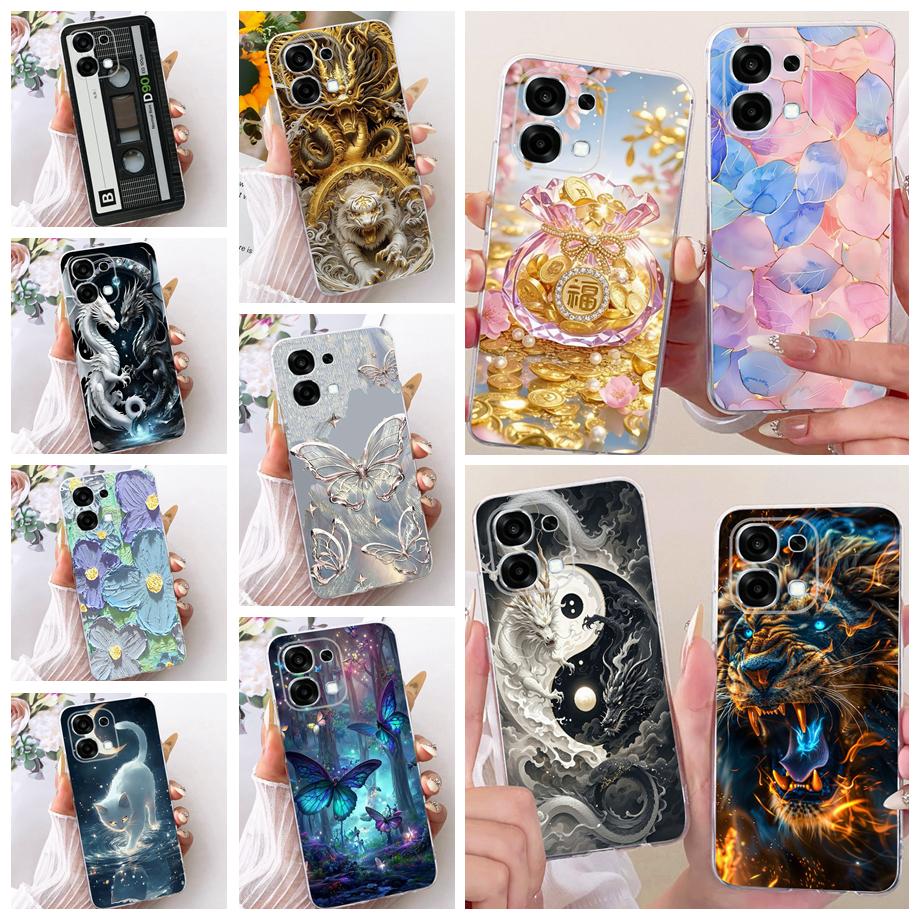 For Oppo A6 Pro 4G 5G OPPOA6 / Oppo F31 Pro Phone Case Soft Clear Silicone Back Cover Butterfly Dragon Fashion Pattern Bumper