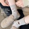 Female Autumn and Winter Animal Design Lovely Lace Bubble Mouth Boneless Tube Cotton Socks