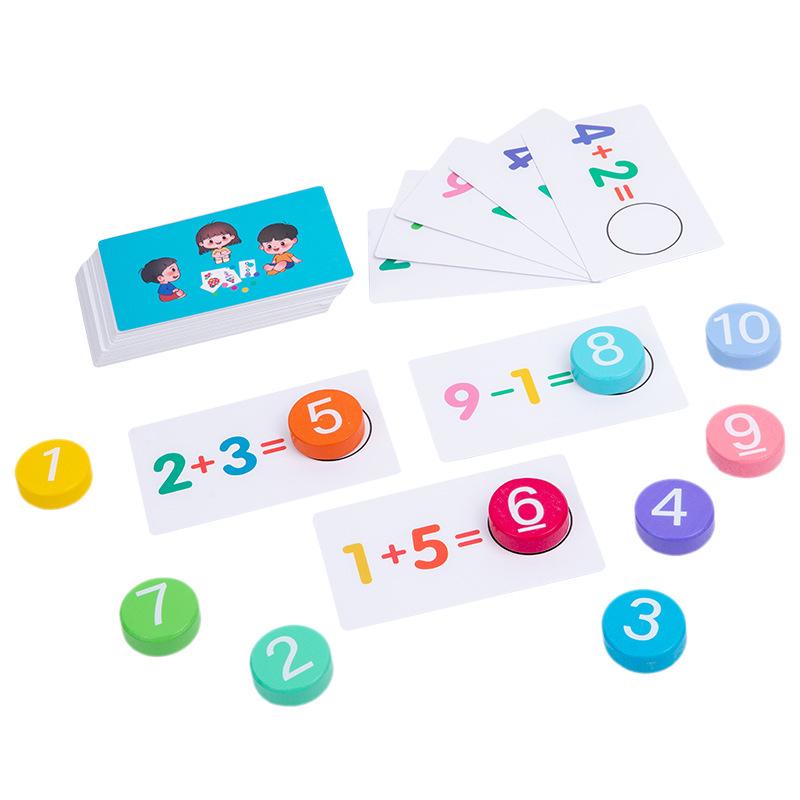 Wooden Arithmetic Building Blocks: Educational Addition & Subtraction Matching Toys for Toddlers