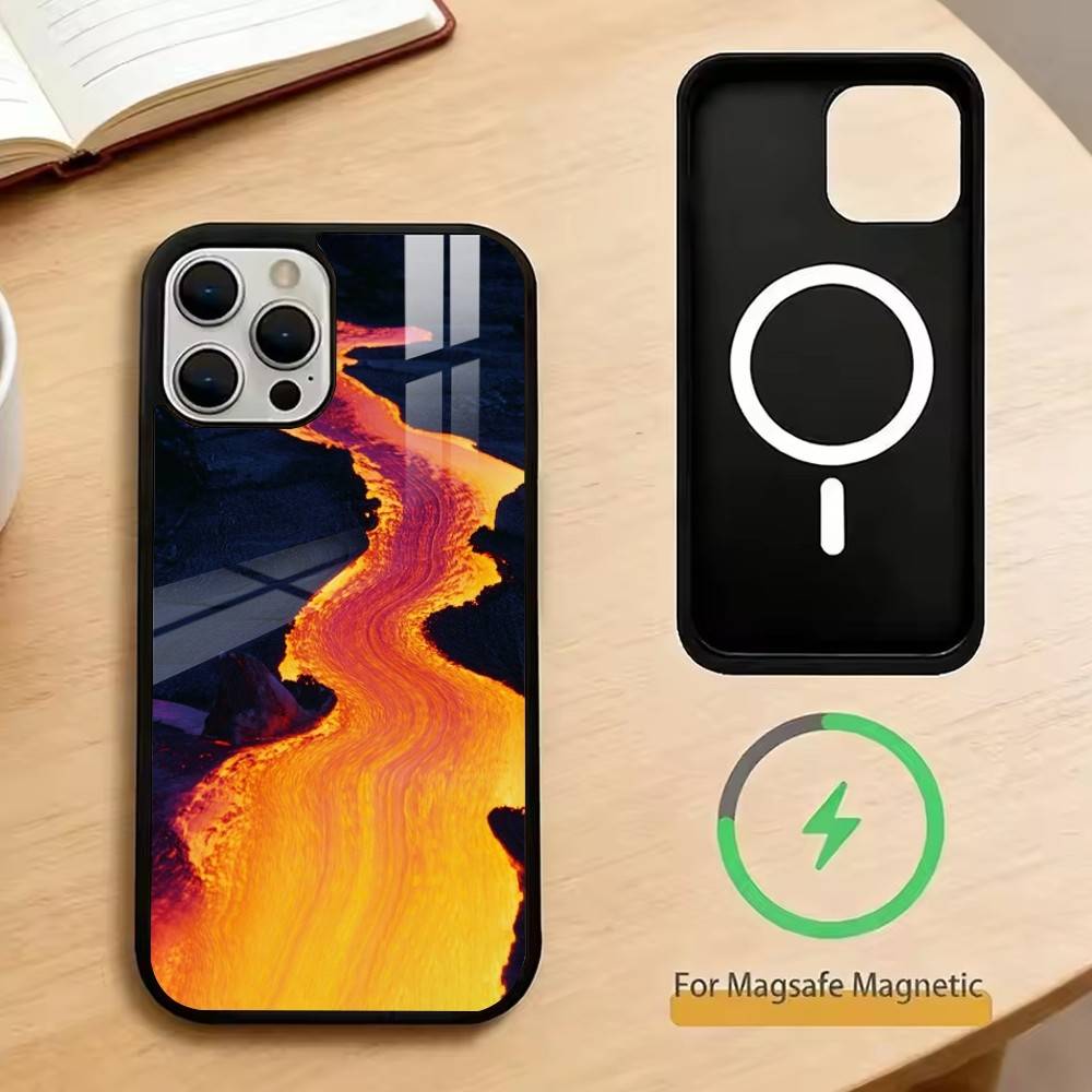 

Volcano Phone Case For iPhone17,16,15,14,13,12,11 Plus,Pro Magnetic with Magsafe Wireless Charging iPhone15PRO