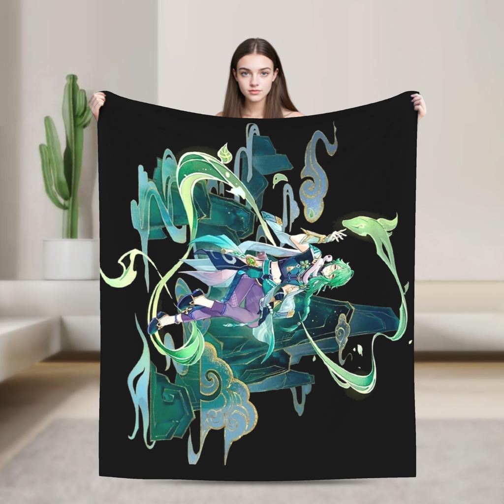 Genshin Impact Collei Wish Gacha Velvet Throw Fashion Blankets Splash Art for Bedding Knitted Fashion Blanket Travel Super Soft Multi-functi