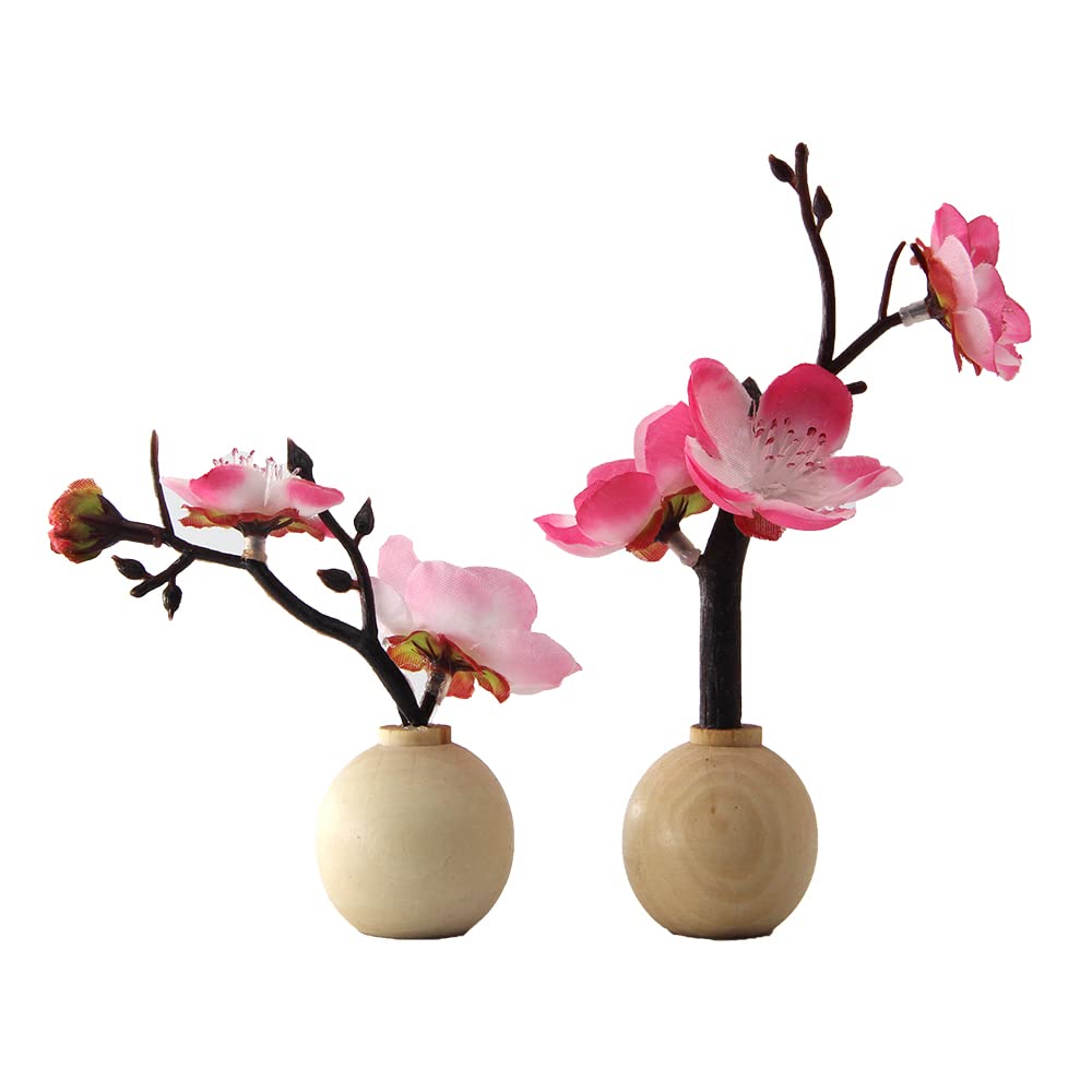 OKBABY Wooden Hina Doll Pair of Cherry Blossom Flowers for Hina Hinamatsuri Wooden Round Stand Accessories, Dolls, Decorations,