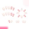 Press On Nail Short Almond Fake Nail French Full Cover Acrylic False Nail Flower Design Fake Nail for Women and Girls
