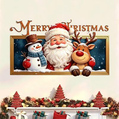 Santa Claus, Snowman, Reindeer Self-adhesive Wall Sticker for Bedroom Walls To Create A Festive Atmosphere